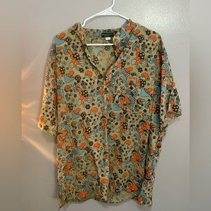 Kathmandu Imports Large Groovy 70s Mushroom Collared Cotton Shirt